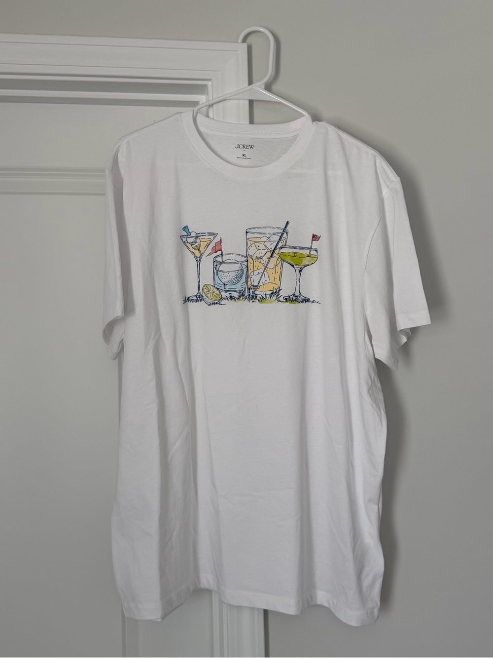 J. Crew White Short-Sleeve Tee with Golf Cocktail Graphic